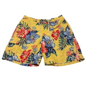 Polo Ralph Lauren Swimwear Mens Yellow Floral Tropical Trunks Cargo Pocket XL
